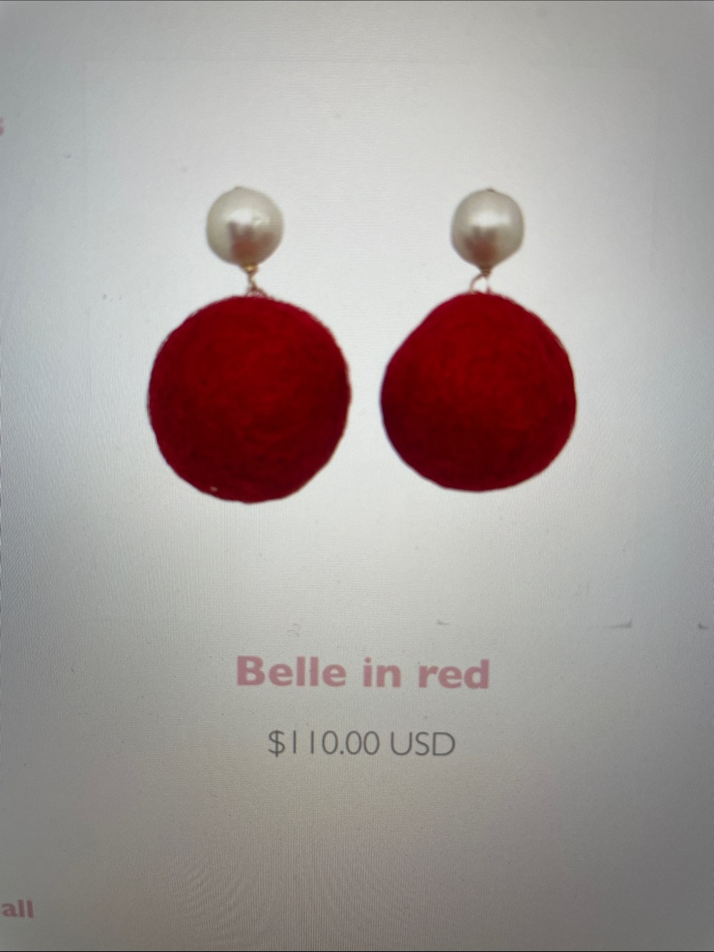 Meg Carter best selling Belle earring in red - Picture 2 of 6